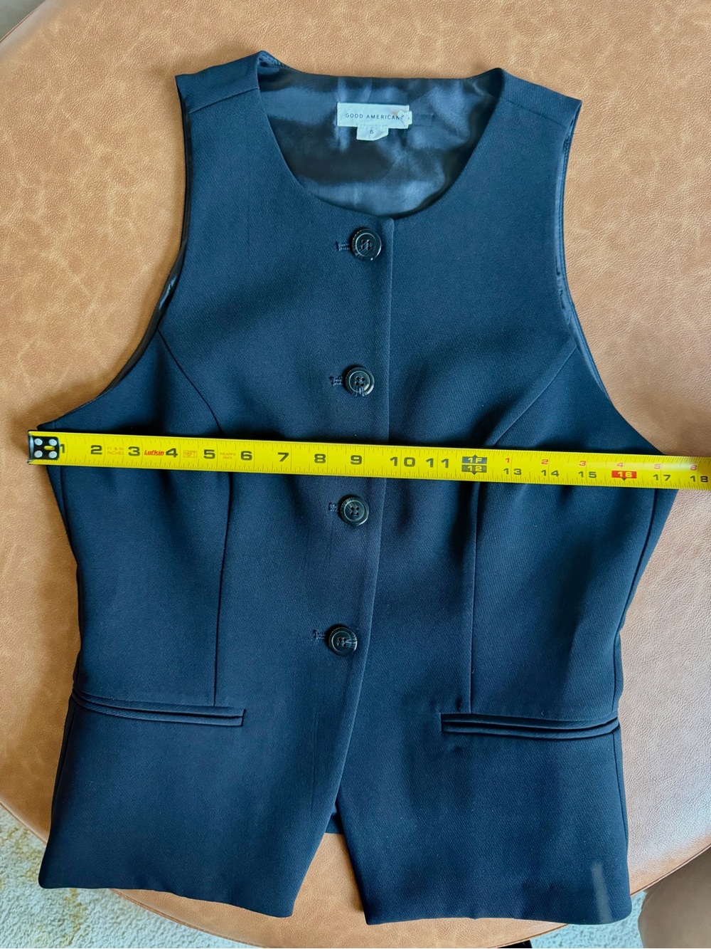 Good American Luxe Suit Sculpted Vest Black Size S $139 - Picture 5 of 10